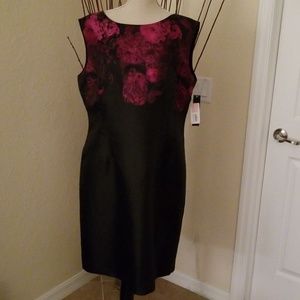Tahari dress Black with fuchia stitching dress